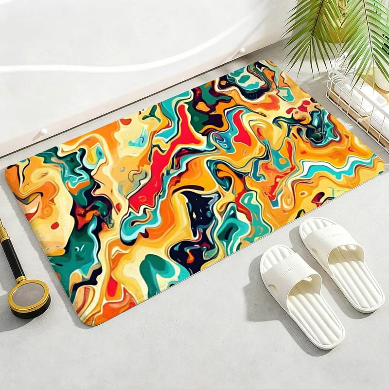 Abstract art J-Jackson P-Pollock Floor Mat Soft Thickened Flannel Door Mat Non-Slip Living Room Rug Home Decor
