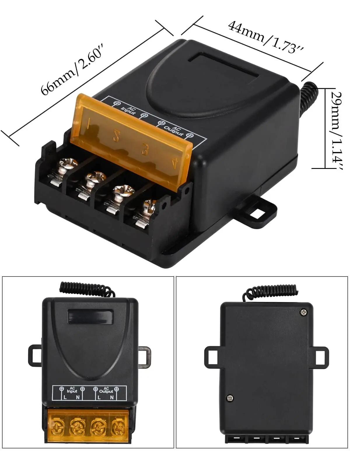 433Mhz Wireless Remote Control Switch AC 110V 220V 10A Relay 1CH Receiver Controller and 2botton RF 433 Mhz