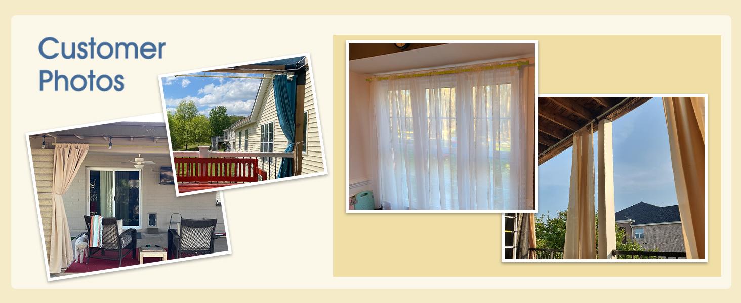 Curtain Rods for Windows, 1 Inch Curtain Rod Set, Heavy Duty Drapery Rods with Adjustable Curtain Rods, Outdoor Curtain Rod with Simple End Caps, Room Divider Curtain Rod, Gold Outdoorfun Interior Decoration Accessories