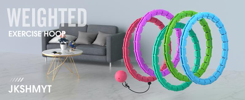 JKSHMYT Smart Weighted Fit Hoop Plus Size for Adults fitness, 2 in 1 exercise Hoop, 24 Links Detachable & Size Adjustable, with Waist Trainer for Women