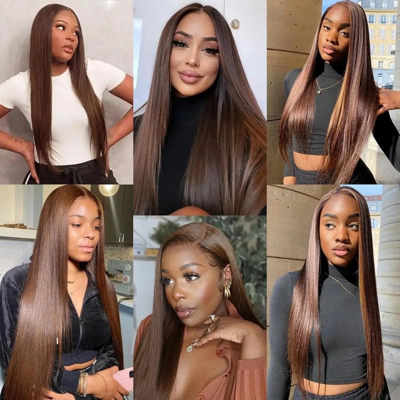 Bling Hair 30 32 Inch Brazilian Chocolate Brown Colored 13x4 Lace Front Wigs Straight Hair Wig Hd Transparent 13x6 Lace Frontal Wigs Preplucked For Wome