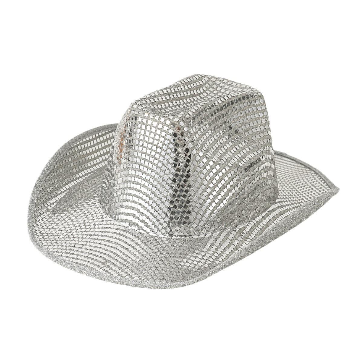 Female unisex western cowboy hat, silver sequined jazz hat, stage music hat punk styleSpeedy Smarts Stylish Hat