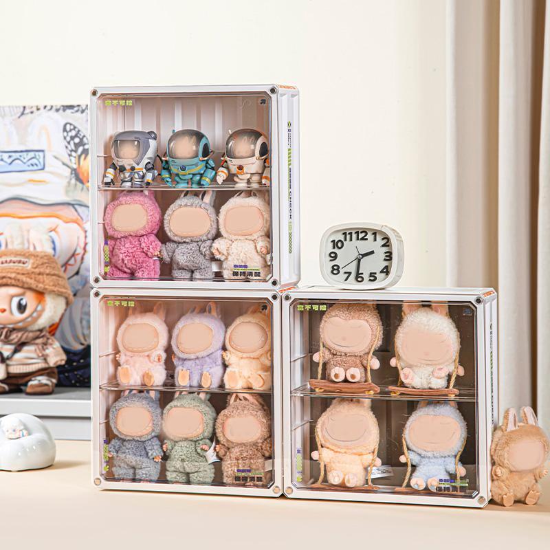 Plush Pendants Wall Hanging, Detachable Dividers, Magnetic Transparent Door, Suitable for Figurines, Dolls, Watches, Jewelry Display, Clear Organizer