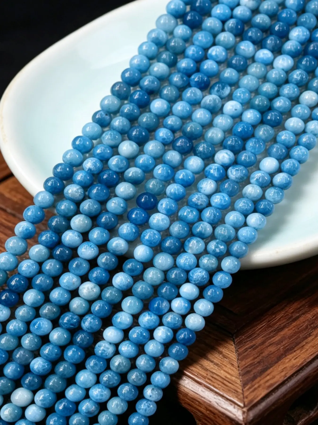 Natural Stone Beads Blue Apatite Round Loose Beads, DIY Jewelry Making, Bracelet Accessories, 6-8mm, Ideal for Crafting