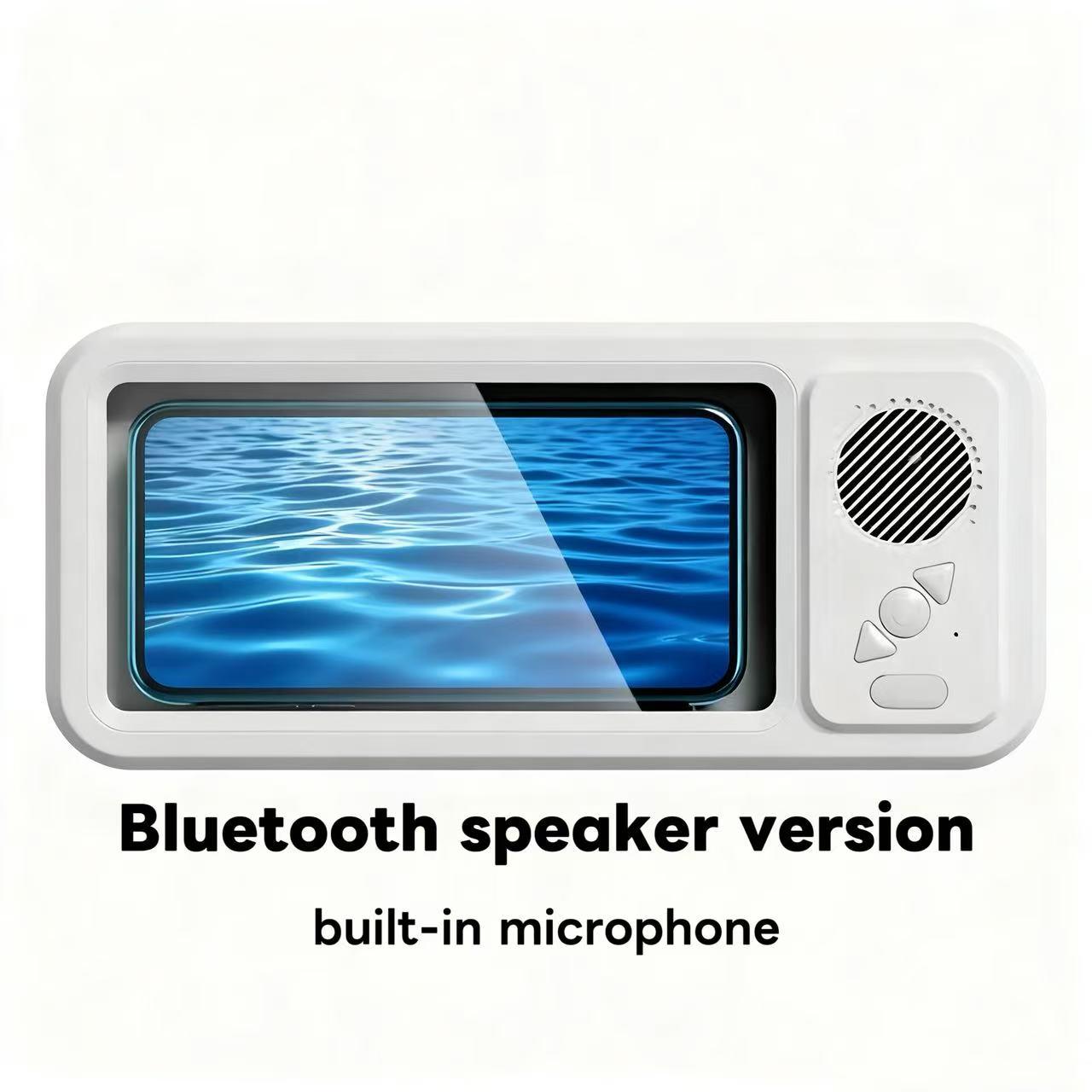 Waterproof box speaker, bathroom waterproof 360 ° rotating touch screen, Bluetooth speaker, watch movies, listen to music, phone holder Bluetooth speaker audio shower TV holder, Multifunctional Wireless Speaker, swimming pool, kitchen, bathroom, sink