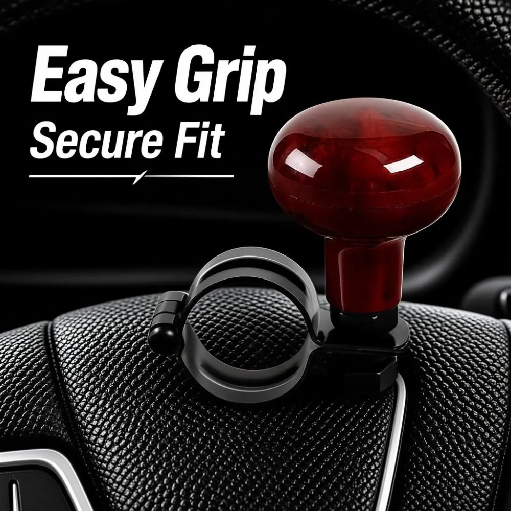 Steering Wheel Spinner Knob, Universal Car Power Handle Ball, 360° Rotating Steering Aid, Wood Grain Design for Trucks, Tractors & Construction Vehicles