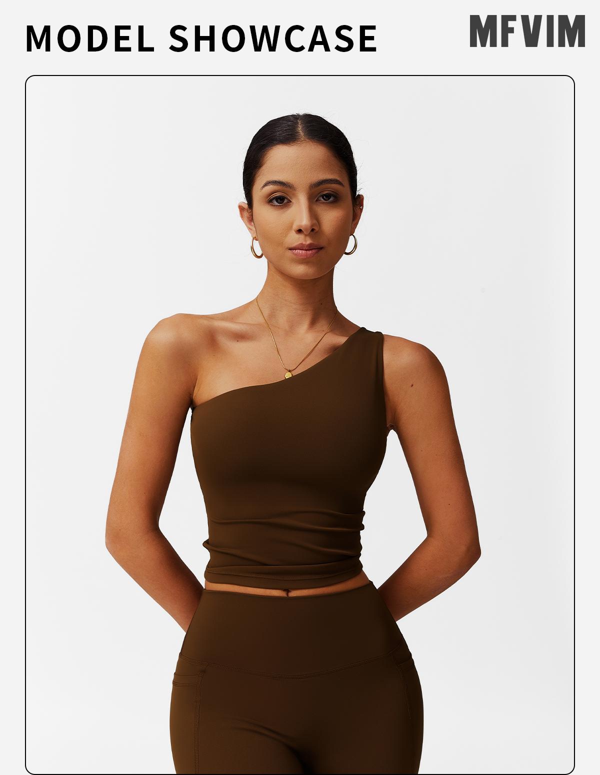 Women's Fitness Tank Top with Built-in Bra PadsUnderwear,Slanted One Shoulder Fitness Top,Yoga GymWorkout Tank Top,Yoga Outdoor Running Daily Wear TankTop Lightweight Activewear Athleisure Breathable Clothes compression tank top SpringStatements