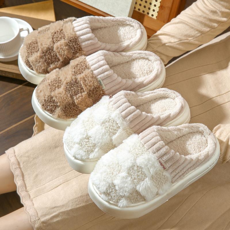 Cotton slippers for women, anti slip cashmere for warmth, monthly slippers for indoor home, cute and fluffy cotton mop Girl Footwear Flipflop