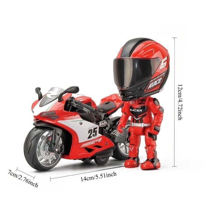 Alloy Motorcycle Rider Transforming Robot Keychain Figures, Motorbike Helmet Figure Model Ornament, Boys' Gift, Unique Collectible Item, Keyrings For Keys