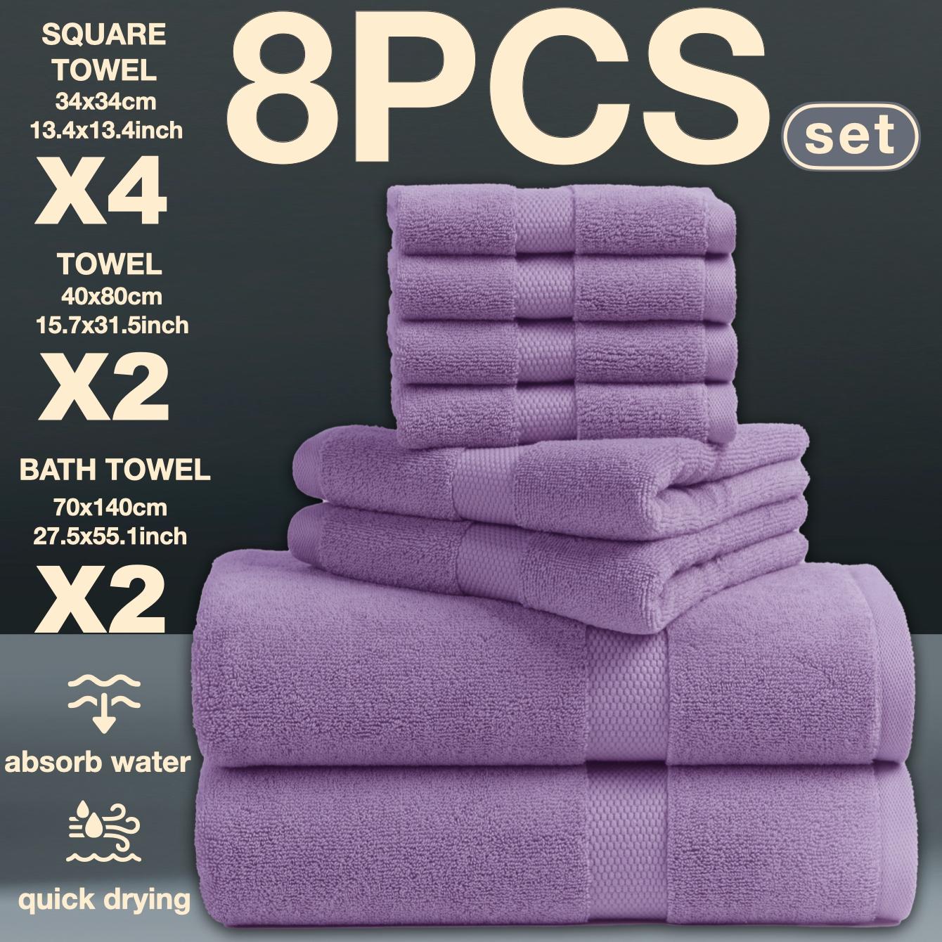Luxury Bath Towel Set of 8 Pieces, 100% High Absorbent Turkish Towels, 2 Luxury Bath Towels 700gsm, 2 Hand Towels & 4 Face Cloths
