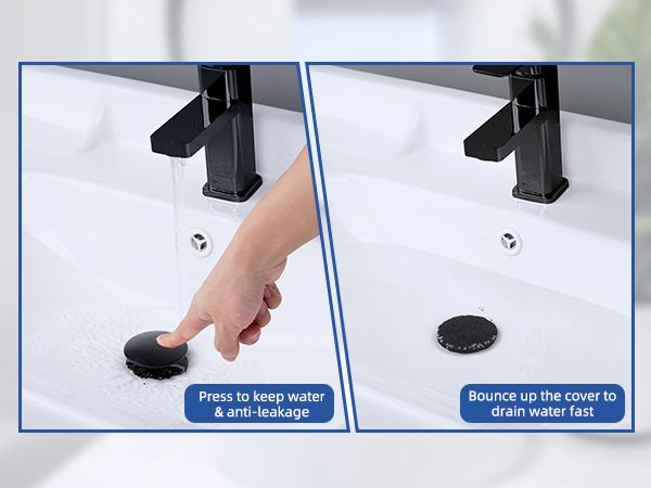 Hibbent  All Metal Bathroom Sink Stopper, Universal Pop Up Drain Strainer, Brass Bullet Core Push Type Sink Stopper for 1.1''~2.3'' Basin, Big Push Button, Anti Clogging Filter