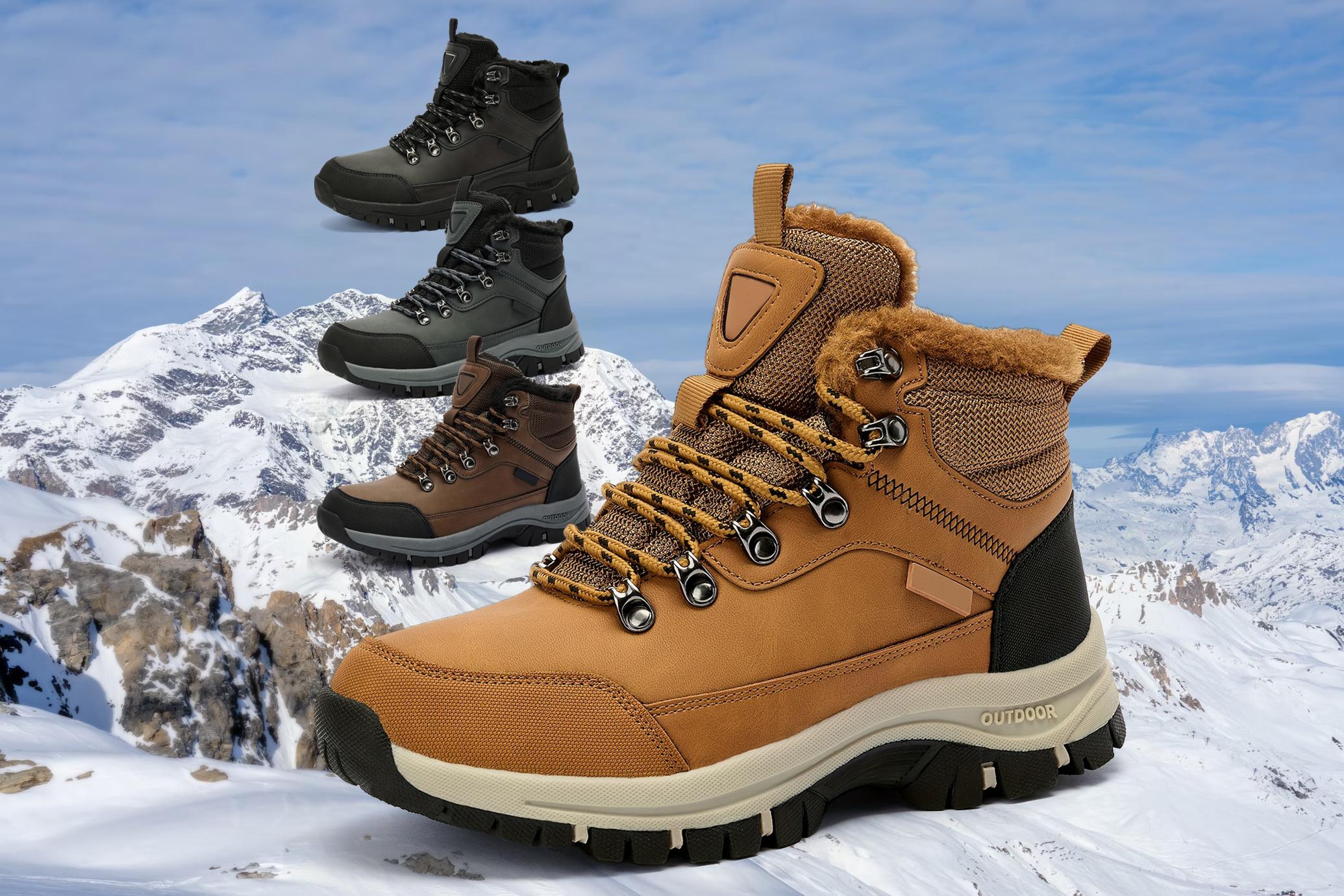Mens Snow Boots Water Resistant Hiking Boots for Men Non-slip Winter Outdoor Warm Comfort Camping Backpacking Shoe