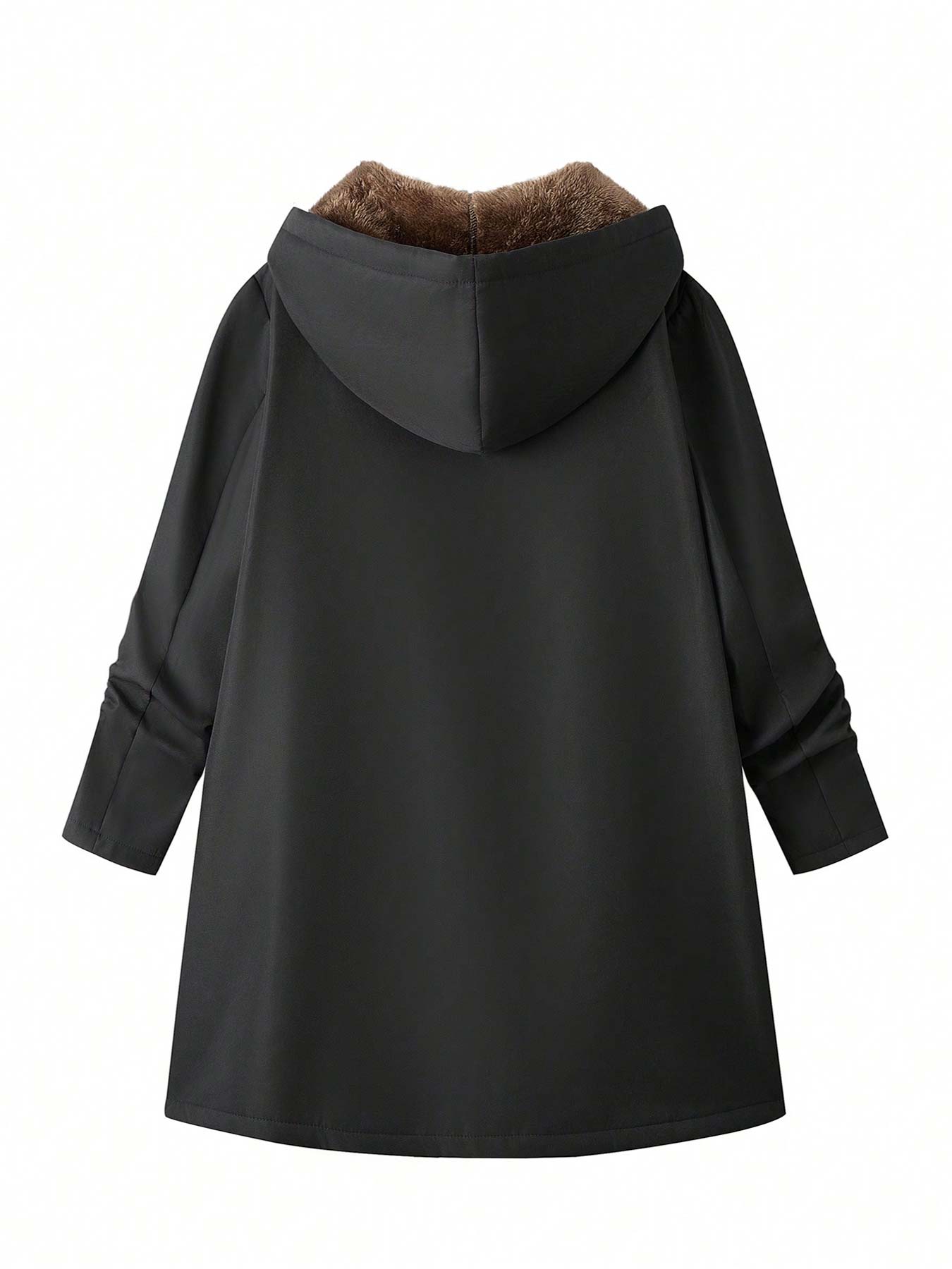 Plus Size Women's Hooded Zipper Jacket, Casual Long Sleeve Plain Coat for Fall & Winter, Loose-Fitting Ladies Outerwear