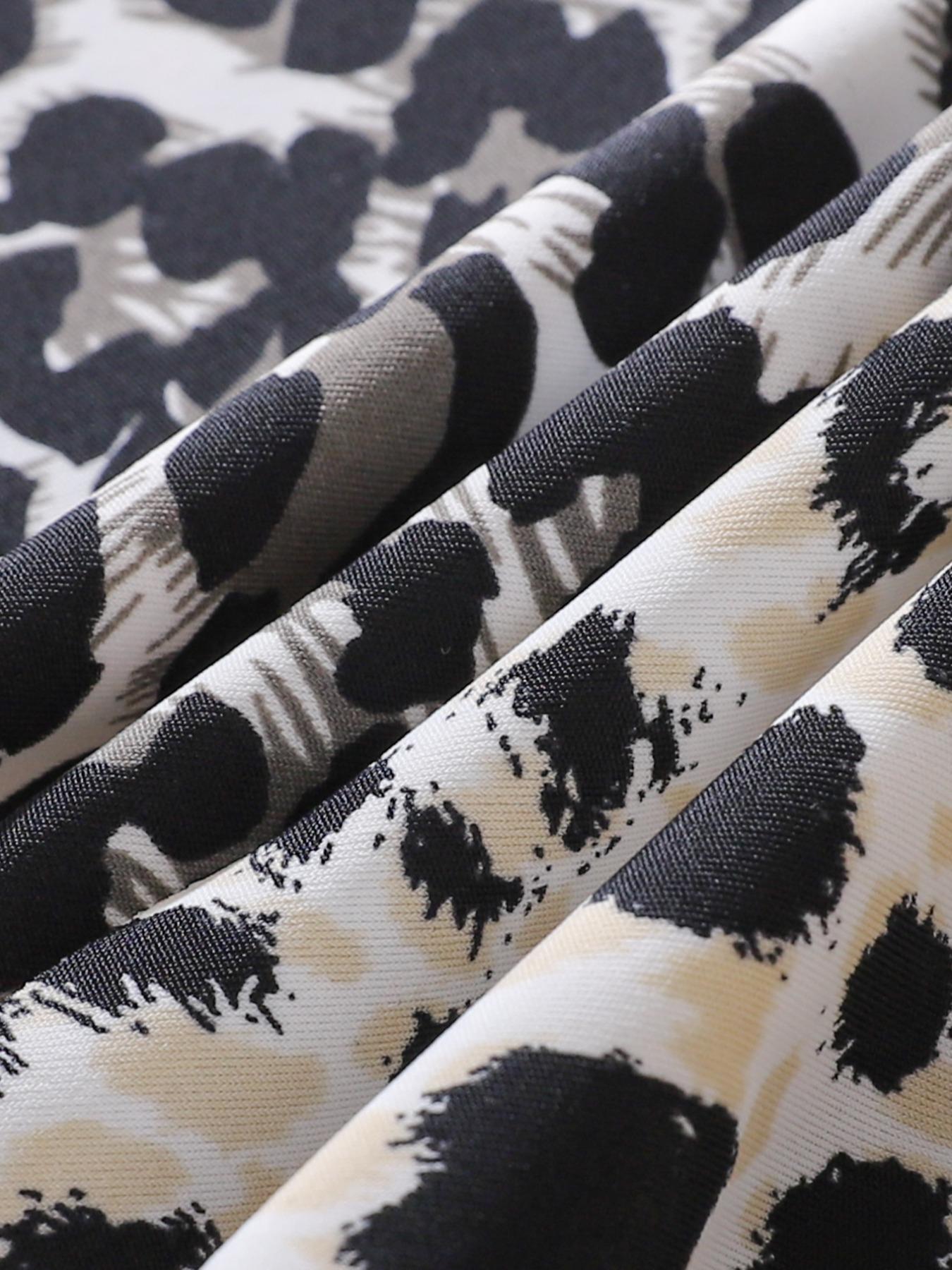 Women's Solid & Leopard Print Underwear Set, Casual Elegant Panty, Comfortable Skin-Friendly V-Shape Pull-Up Waist Design, Seamless Sporty Thongs, 8 Pieces