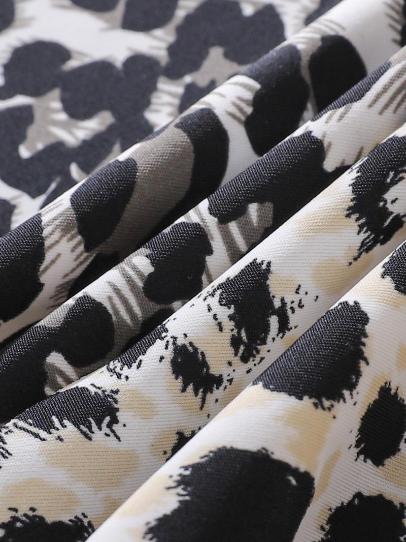 Women's Solid & Leopard Print Underwear Set, Casual Elegant Panty, Comfortable Skin-Friendly V-Shape Pull-Up Waist Design, Seamless Sporty Thongs, 8 Pieces