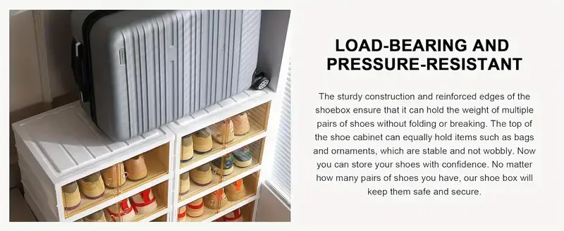 Product Introduction of 9 tier Ultimate Foldable Shoe Organizer – Fits 18 Pairs Space-Saving Stackable Cabinet Rack Clear Door Plastics Stackable 19