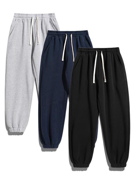 Men's Casual Fleece Drawstring Pants, Comfortable Warmth for Daily Wear, Sports & Outdoor Activities, Men's Jogger Sweatpants, Drawstring Waist Sweatpants