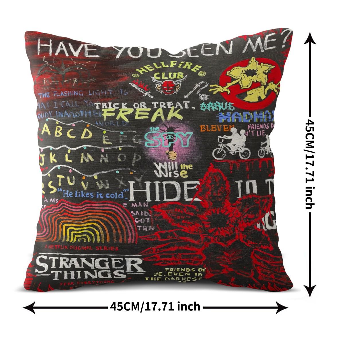 Stranger Things Pattern Throw Pillow, Soft And Comfortable Printed Design, Unique Print, Suitable For Living Room Sofa, Bedroom Headboard Pillow, And Office Nap