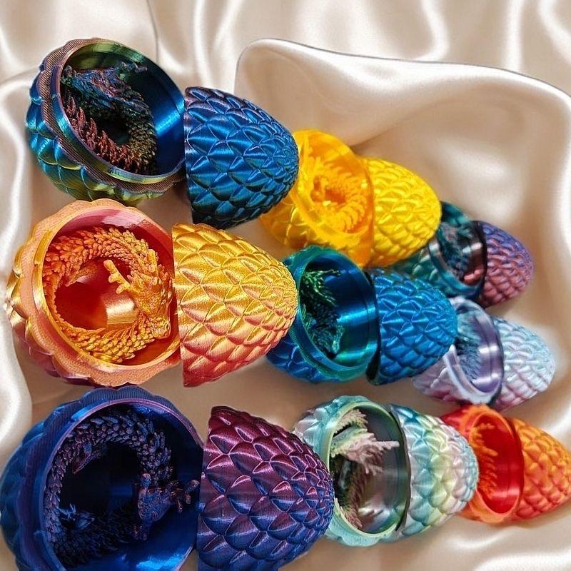 3D Printed Crystal Dragon and Egg Set, Jointed Dragon Figurine Creative Gift, Openable Dragon Egg Set Cute Pet Dragon Handmade Toy, Collectible Figurines, Collectible Room Decor