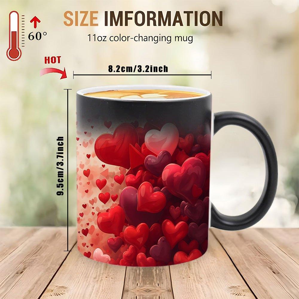 1 11 oz Magic Mug, Heat-Changing - Ceramic Mug, Love Design, Perfect for Valentine's Day, Weddings, Anniversaries, Birthdays and Christmas