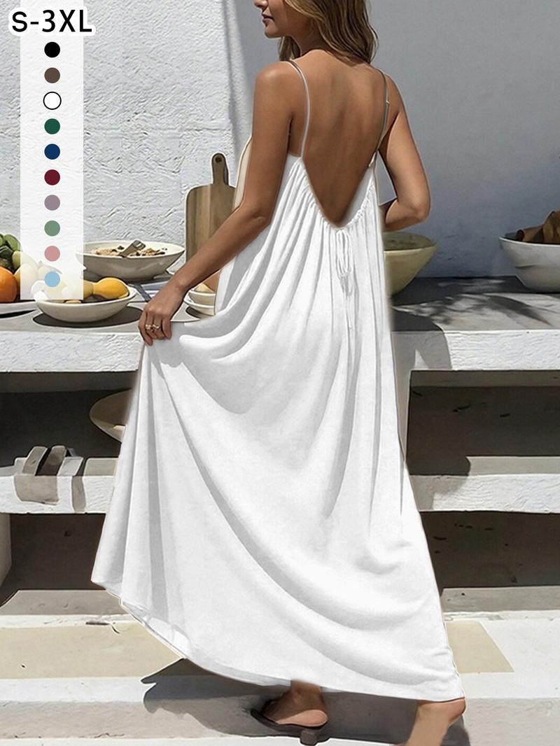 New Women's Backless Strap Dress, Loose Fit Homewear, Sexy Sleepwear, Beach Cover-Up, Multiple Colors & Sizes Available