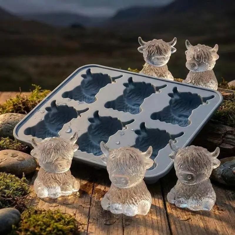 Mini Highland Cow Ice Cube Mold, Cute Silicone Ice Tray, Durable and Reusable, Perfect for Home Use, Easy to Clean, Fun Design