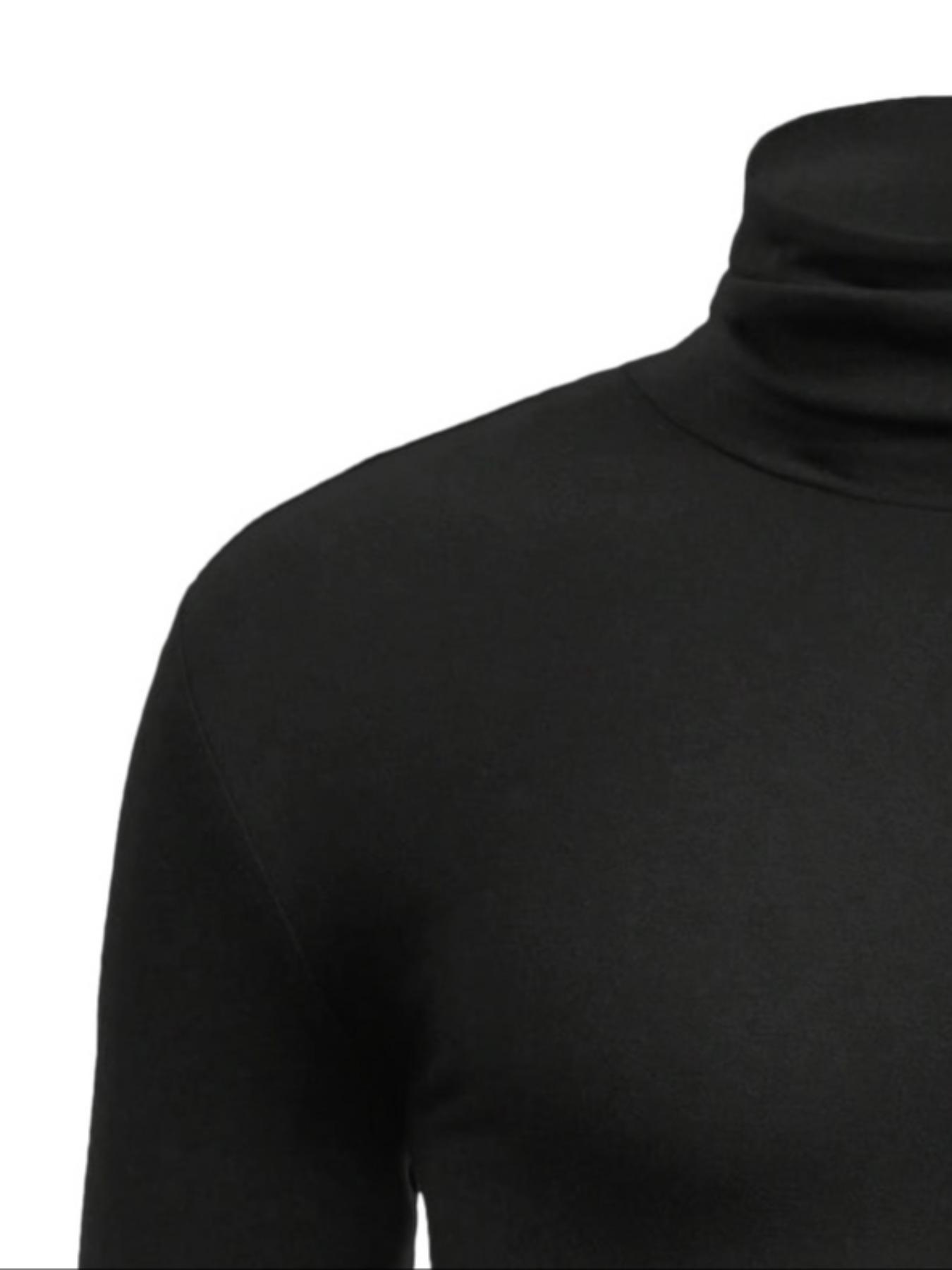 Men's Breathable Fitted Long Sleeve Compression Sports T-Shirt with High Neck Design, Fitness Long Sleeve T-Shirt