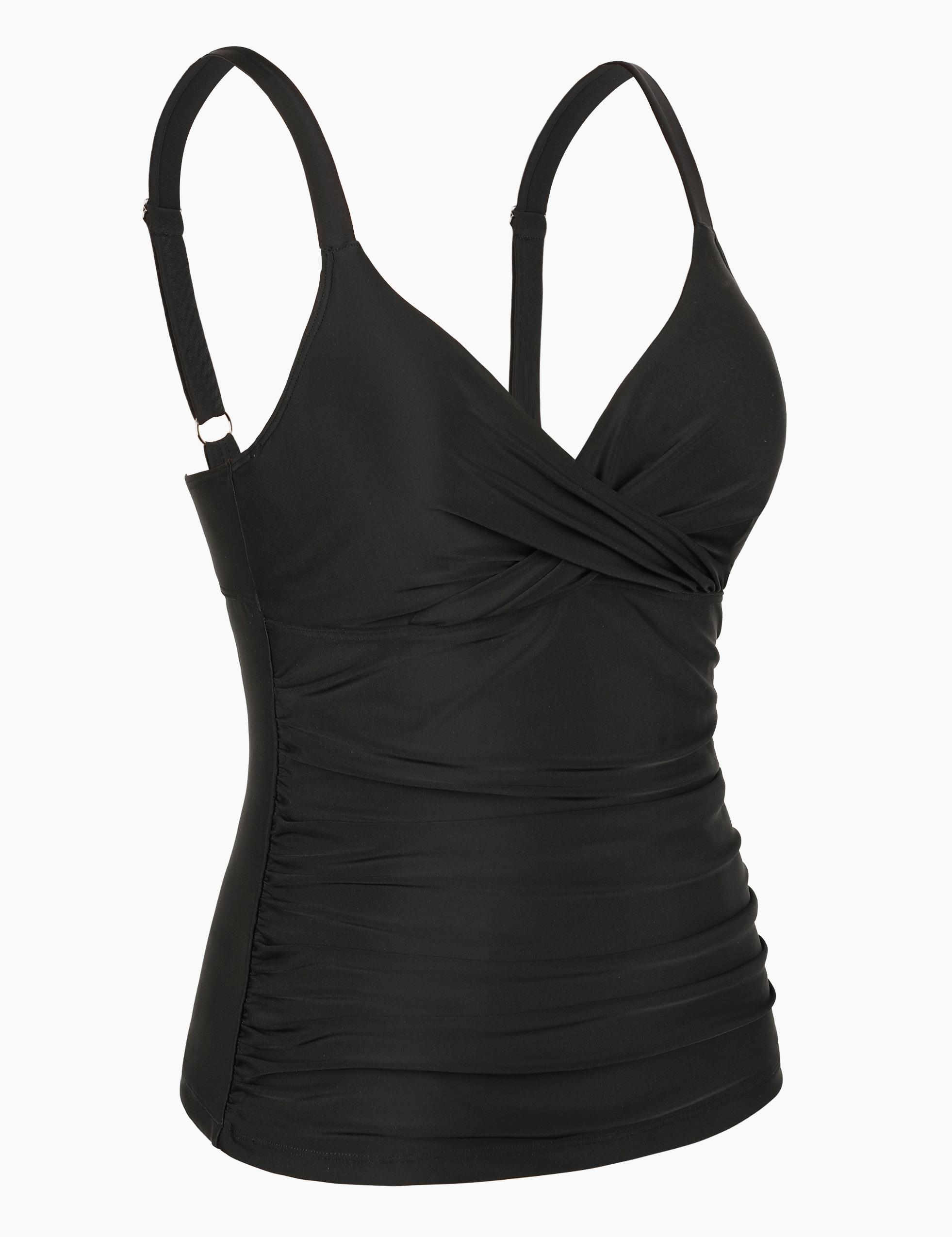 Hilor Women's Underwire Tankini Top Ruched Tummy Control Bathing Suit Tops Push Up Top Swimsuit Front Twist Swim Top Only