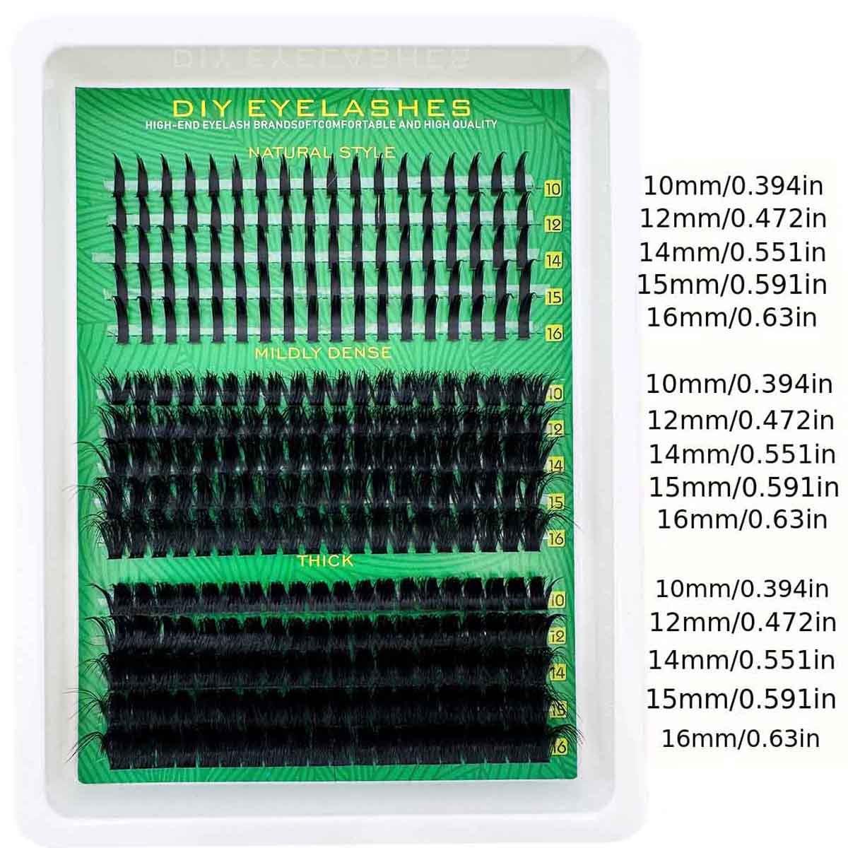 300D 200D 160D 120D 100D 80D 60D Lash Clusters, 290pcs/285pcs/255pcs/235pcs/190pcs, D Curl Natural Look, Individual Lashes Extension
