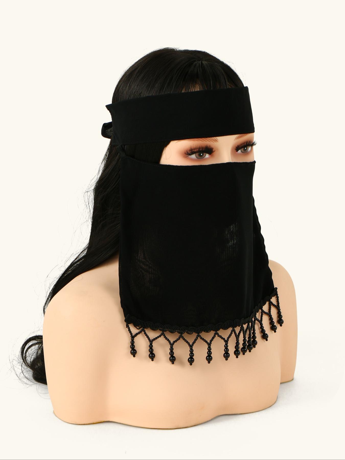Women's Fashion Plain Color Breathable Face Mask, Sun Protection Muslim Headscarf, Convenient Hijab for Daily Outings, Turban Style