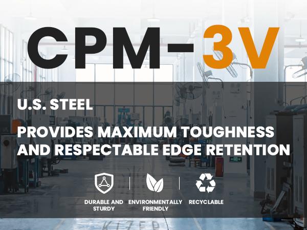 Kizer EDC Harpoon Mini 3V PEI 1040S5 - Redesigned PEI Handle with Ripple Texture Grip & Kydex Sheath for Everyday Carry