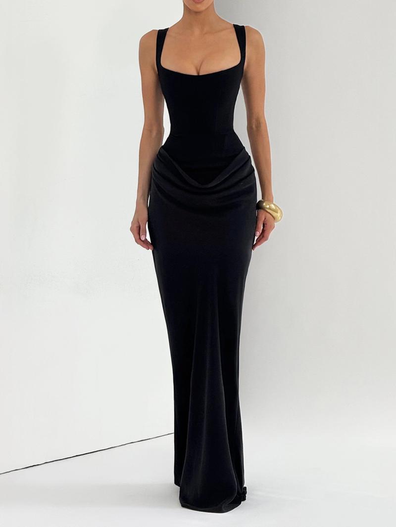 Women Drawstring Corset Evening Party Dress Elegant Occasion Wear Wedding Guest Mermaid Maxi Evening Gown