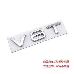 Gloss Black Decal Sticker Logo Wing Side Fender Rear Logo  V8 T  Custom Car Emblem For A4 A5 A6 A7 S4 S5 Q5 Q7
