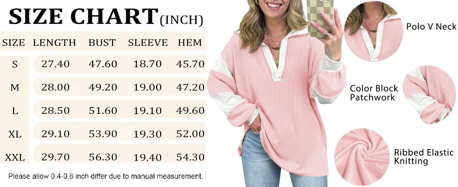 Imily Bela Womens Color Block Oversized Sweatshirt V Neck Long Sleeve Casual Loose Pullover Tops