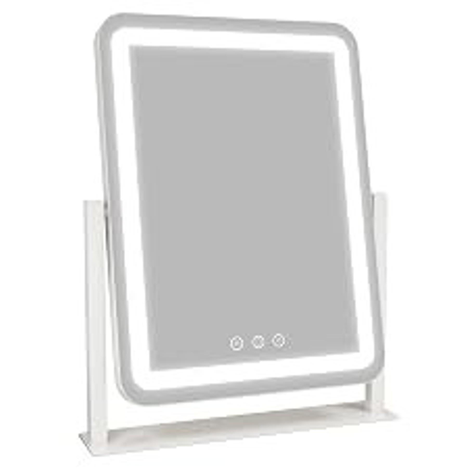 Elegant Lighted Vanity Mirror (White) - 17"x13" Indoor Furniture, 10X Magnification, 3 Color Lighting Modes, Smart Touch Control, 360° Rotation, Home & Bedroom Decor, Gift for Women