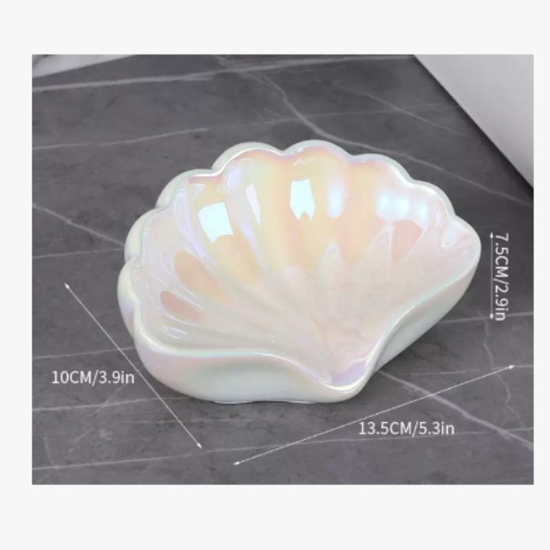 Shell-Shaped Ceramic Soap Dish & Jewelry Tray, Elegant Bathroom Accessory, Perfect for Storing Soaps, Rings, Earrings, Ideal Gift for Women