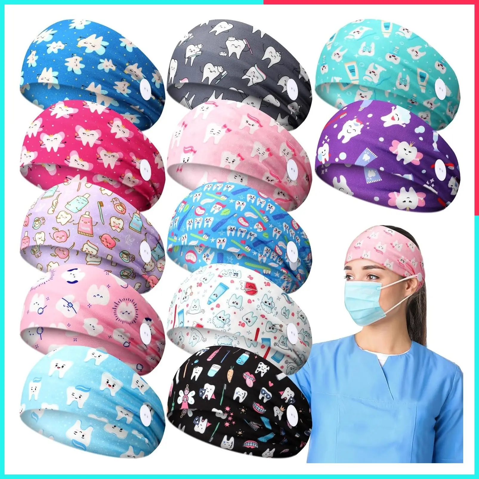 12 Pcs Nurse Headbands for Women, Medical Headbands - Dental Practitioner Essentials