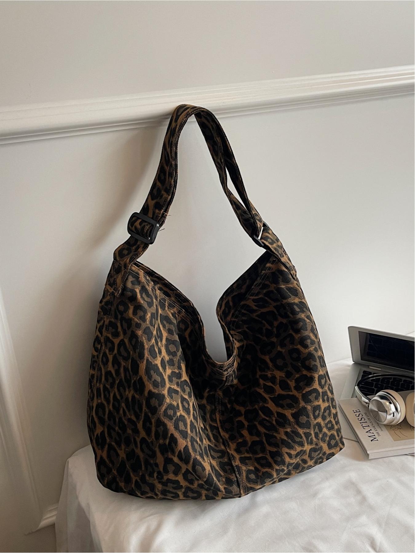 Camouflage Canvas Large Backpack, Leopard Print Crossbody Shoulder Bag, Fashion Vintage Unisex Bag for Commuting, Shopping, School, Work