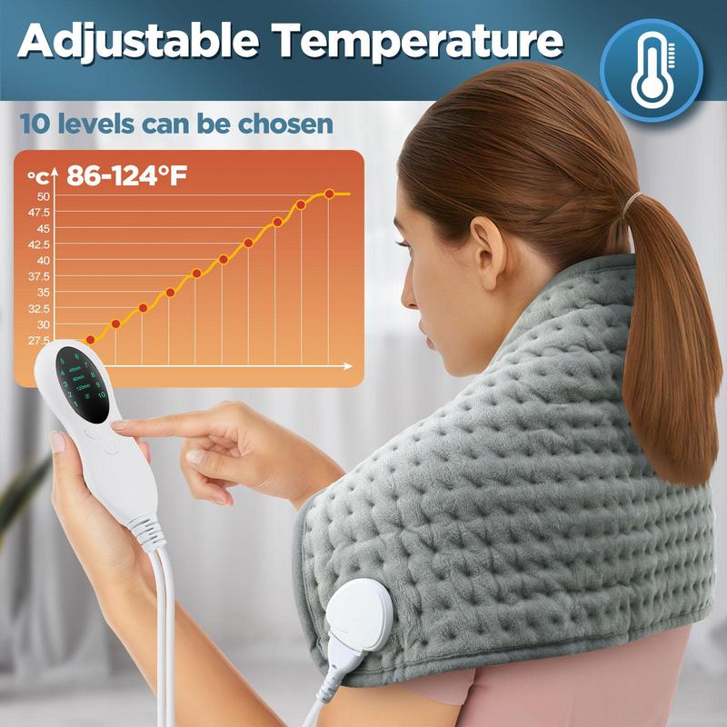 Electric Heated Pad, 10 Heat Settings & Timer,  Multifunctional Heating Cushion For Back Neck Shoulder Body Warmer, Winter Comfort Chrismas Gift