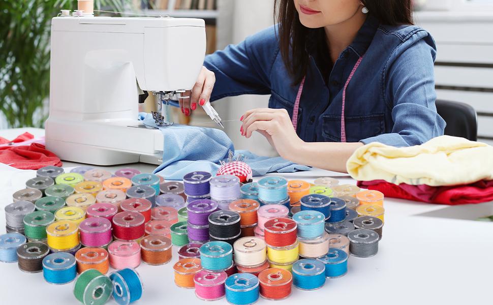 Sewing Thread Bobbins with Bobbin Case, SizeA Class 15 Bobbins, Sewing Machine Bobbins, Sewing Machine Thread, Prewound Bobbins for Singer/Brother/Janome/Babylock Machine  (36 colours  )