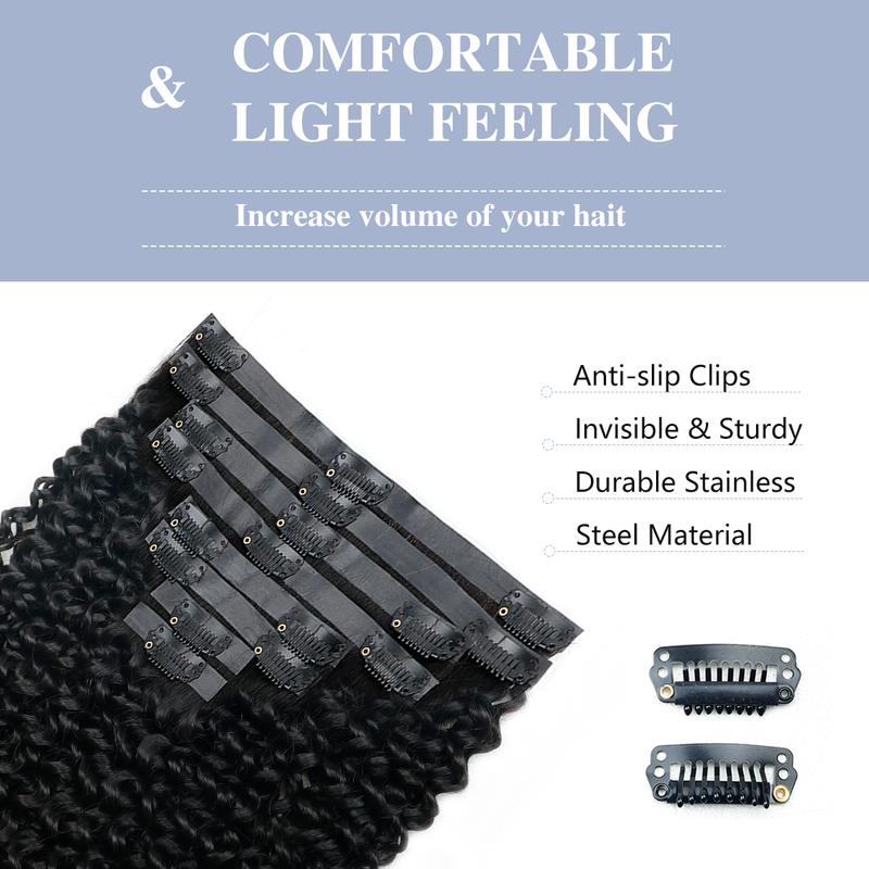 STERLY Burmese Curly 18 Clips In Hair Extensions Natural Color Brazilian 100% Real Human Hair 8 Pieces for Women PU Clip In Curly Wave Hair Extensions Human Hair Extension 8 Count with 18 Clips 120 g/ Set 240 g/2 Set