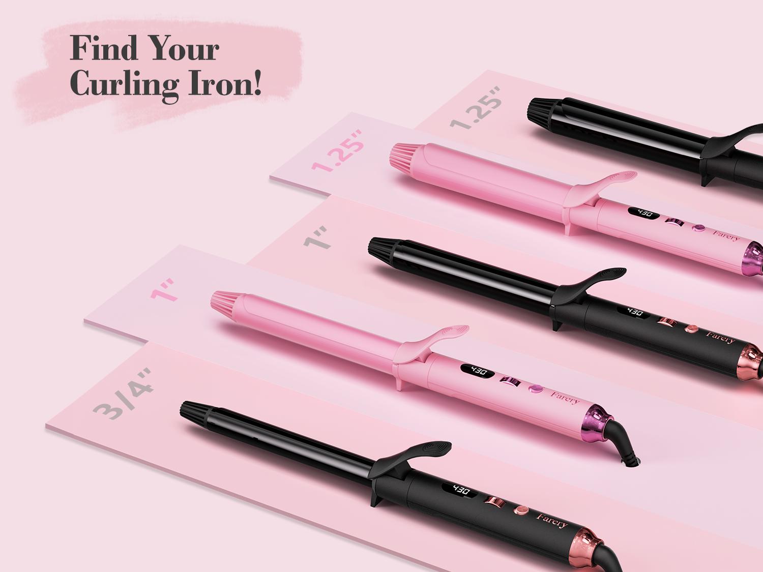 Farery Long Barrel Curling Iron 1.25 inch, 11 Adjustable Temp, Include Clips & Silicone Pad, Comfort
