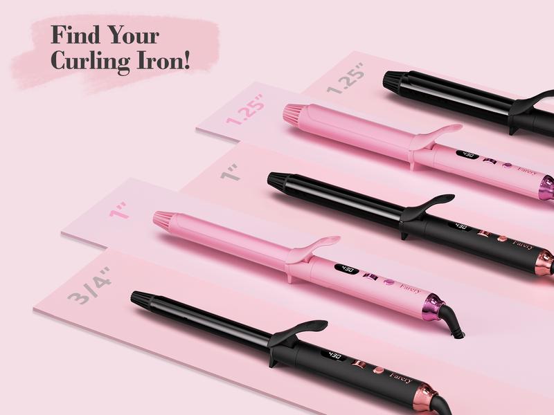 Farery Long Barrel Curling Iron 1.25 inch, 11 Adjustable Temp, Include Clips & Silicone Pad, Comfort