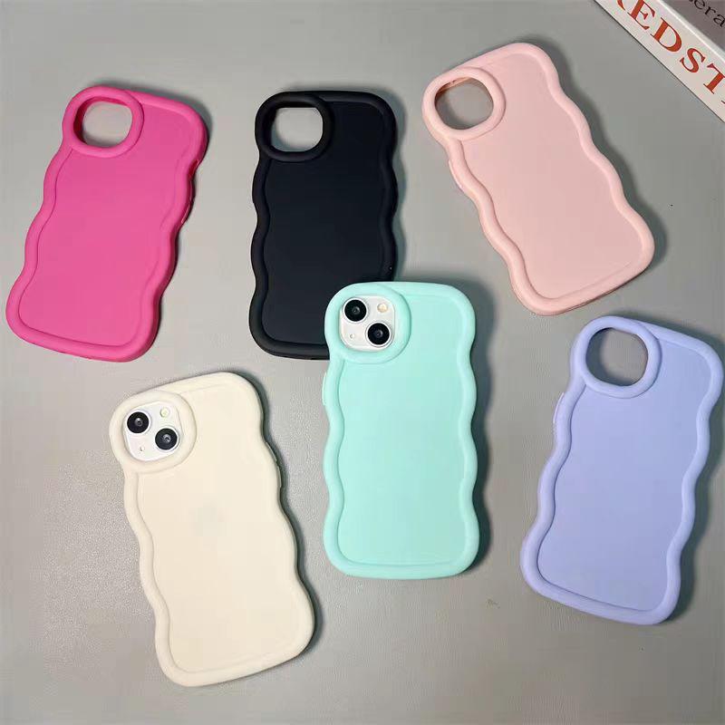 6-piece solid-color large-hole iPhone case - suitable for 15/14/13/12/11, XS, XR, X, 7/8, Mini, Plus, Pro, Pro Max models - Shoc