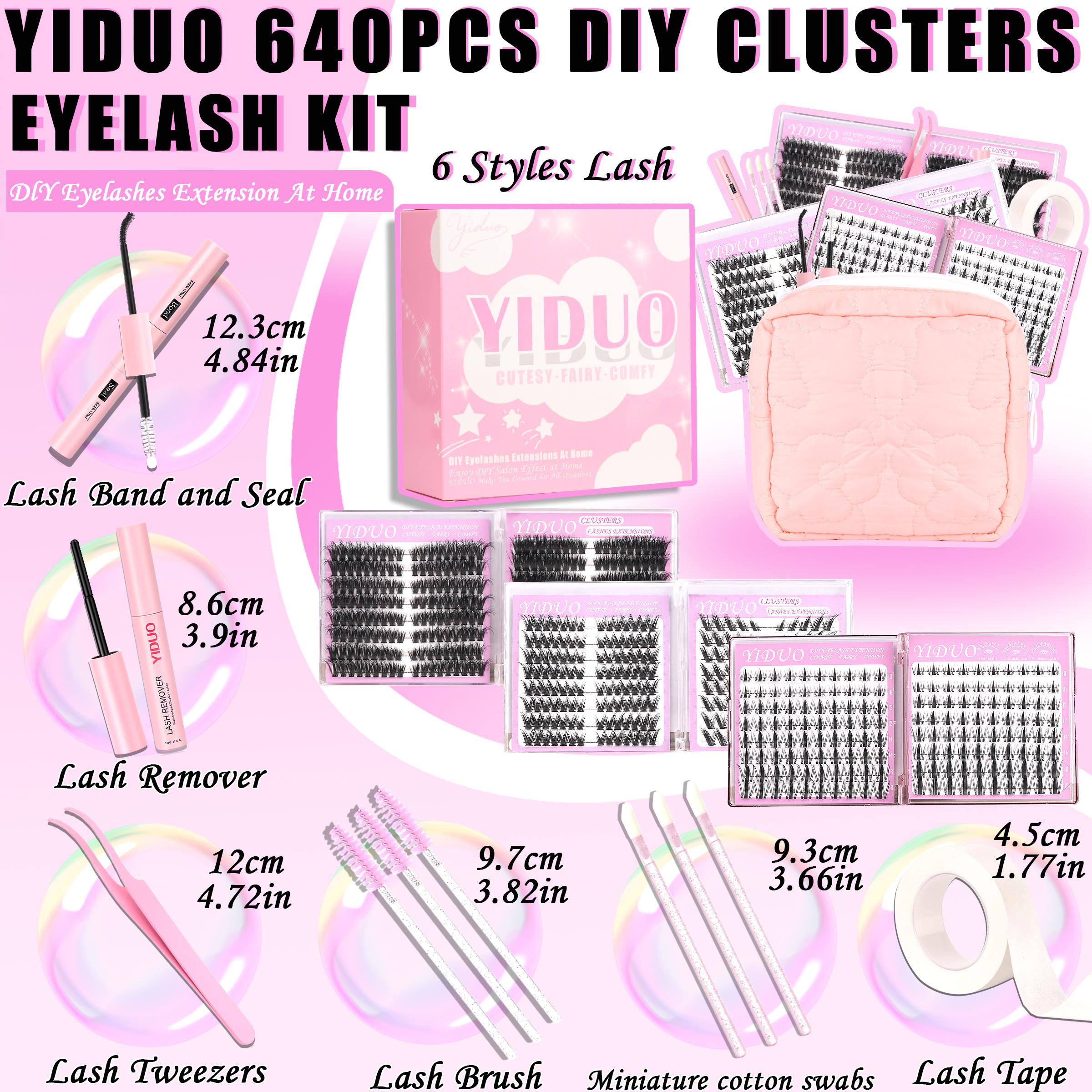 YIDUO 6 Styles Lash Clusters Kit Gift Packs Fairy Cat Eye Eyelash Extensions Makeup Bag Set Fluffy Volume Eyelashes Fluffy Manga Wispy C-curly Soft Individual DIY Lash Clusters Kit Extension Soft comfortable Easy Apply Natural Look for Makeup Daily Life