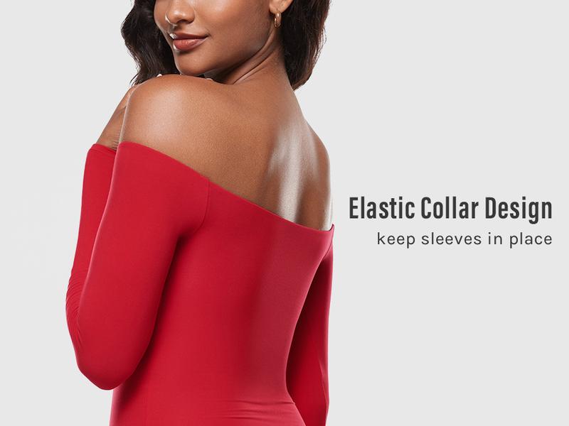 INLYRIC Women's Inbarely Soft Off The Shoulder Double Lined Long Sleeve Tops Going Out Slim Fitted Sexy Trendy T-Shirts