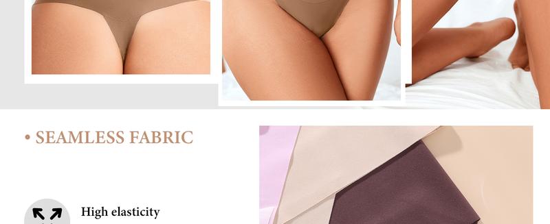 6-Pack Women's V-neck High-Waist Seamless Thong Panties NoShow, Stretchy, Soft & Breathable Underwear;Comfortable Minimalist Lingerie for days comfy underwear Bikini lenceriastylish cotton Bottom undies sexy