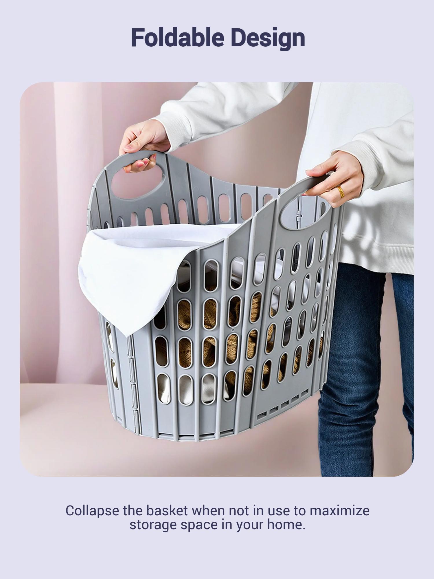Foldable Laundry Basket, Multifunctional Bathroom Dirty Clothes Storage Bin, Wall-Mountable Handheld Hamper, Space-Saving Design