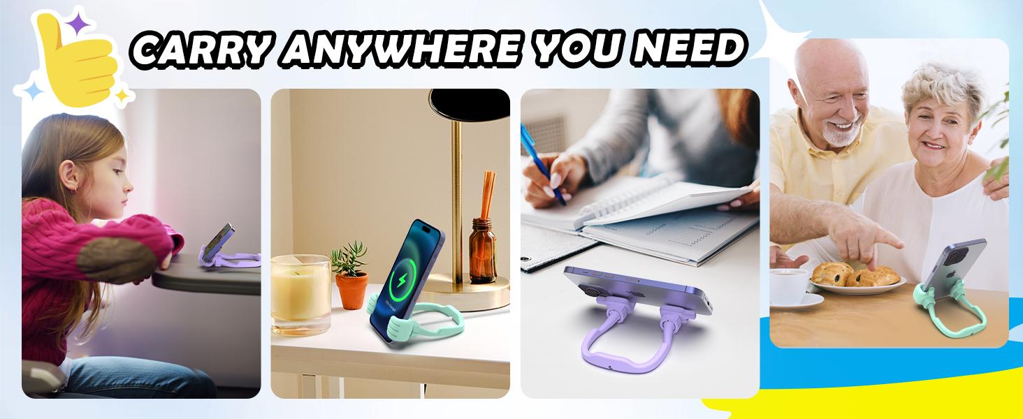 2-Piece Upgrade Adjustable Thumbs Up Lazy Smartphone Holder - Cellphone/Mobile Accessory, Desk Cell Phone Stand, Easter Basket Stuffer, Fun Birthday Gift for Teens