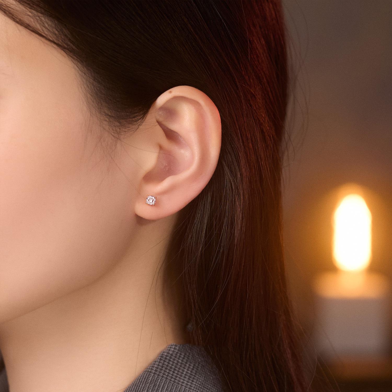 [ASM-EA101]  0.3 CT  Round Cut, Moissanite Stud Earring Ladies S925 Sterling Silver Earrings D Color VVS1  Girl Promise to Send Her Birthday Gift With Certificate Anniversary Wedding Anniversary Engagement